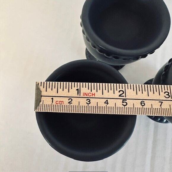 Egg Cup Holder, Blue/Grey Ceramic Set of 3, Embossed Decorative Rim, China - Picture 7 of 8